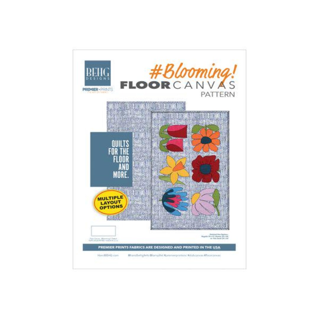 Behg Designs Rug Floor Canvas-blooming1 Fabric Bundle & Pattern - BEHG DESIGNS for ...