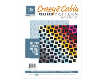Quilt-CRAZY 8 CABIN Lotus Fabric Bundle & Pattern