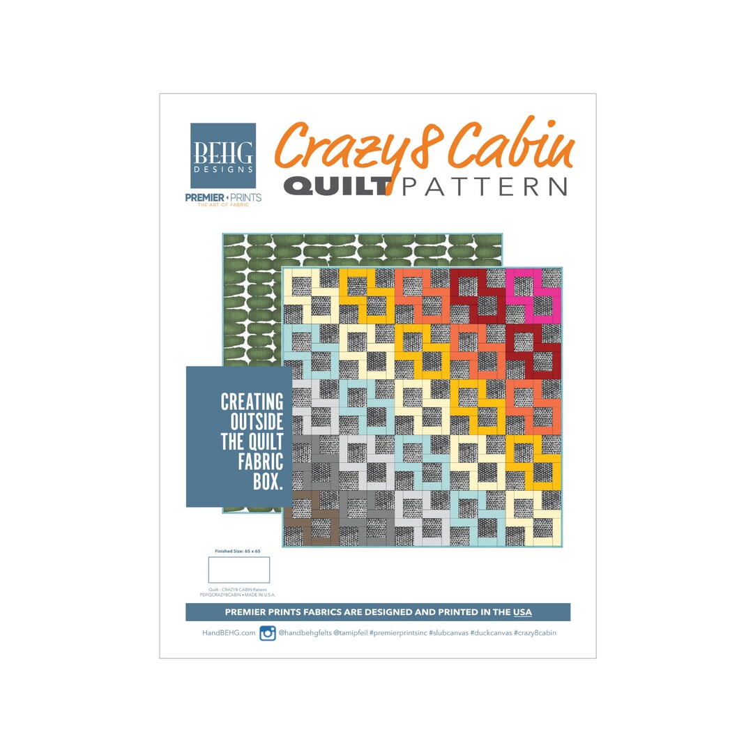Behg Designs Rug Pdfpattern - Crazy8cabin Quilt - BEHG DESIGNS for Premier Prints - Etsy