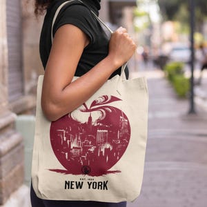 Vintage NYC Cotton Tote Bag: New York EST 1624 Souvenir