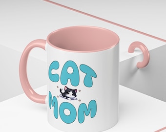 Cute Cat Mom Coffee Mug - Perfect Gift for Cat Lovers, Animal Enthusiasts, Pet Owners, Birthday, Mother's Day, Cozy Mornings