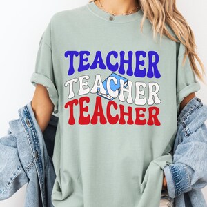 Vaterländisches Lehrer-T-Shirt, lesen Sie weißes und blaues Hemd - Unisex T-Shirt für 4. Juli, Gedenktag, Weihnachten, Geschenk für Geschichtslehrer,