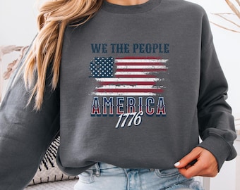 We The People Sweatshirt: Patriotic USA Constitution, American Flag
