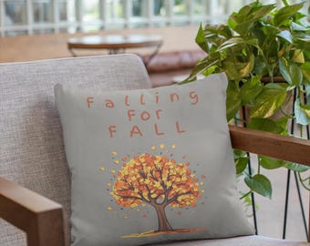 Cuscino autunnale, decorazioni autunnali, cuscino con foglie che cadono, cuscino decorativo per la stagione del raccolto, complemento d'arredo accogliente