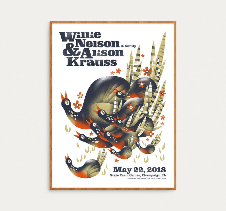 Willie Nelson Show Poster May 22, 2018 Champaign IL Official Gig Poster 18x24 image 1