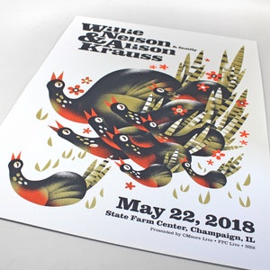 Willie Nelson Show Poster May 22, 2018 Champaign IL Official Gig Poster 18x24 image 2