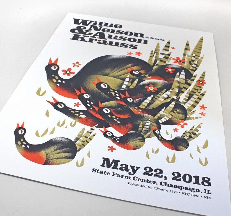 Willie Nelson Show Poster May 22, 2018 Champaign IL Official Gig Poster 18x24 image 2
