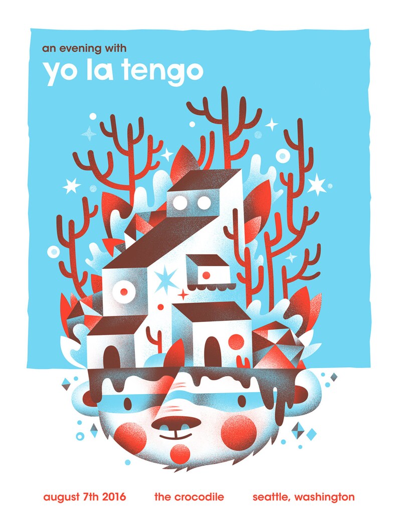 Yo La Tengo Official Gig Poster, August 7th 2016 18x24 Etsy