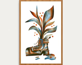 Boot Plant  •  Archival Digital Art Print Giclée  •  Nature Gardening Flowers  •  11x17, or 16x20