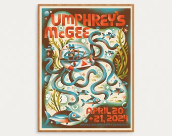 Umphrey's McGee • April 20 & 21, 2024 • Wilmington, North Carolina • 18x24 • Official Show Poster