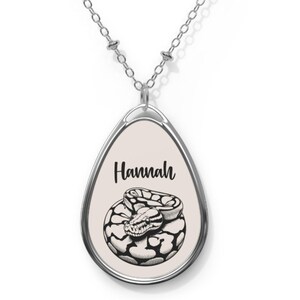 Personalized Ball Python Necklace & Name Pendant, Custom Snake Jewelry, Herpetologist, Reptile Nameplate Necklace Gift for Her, Snakes