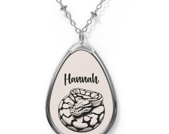 Personalized Ball Python Necklace & Name Pendant, Custom Snake Jewelry, Herpetologist, Reptile Nameplate Necklace Gift for Her, Snakes