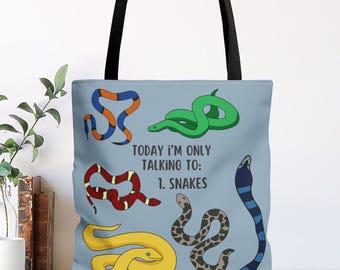Snake Tote Bag - Snake Mom, Dad, Lover, Retro Grocery Shopping Bag for Herpetology Lovers, Cute Snake Gift, Funny Herpetologist Reusable Bag