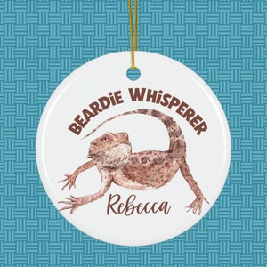 PERSONALIZED BEARDED DRAGON Ornament Keepsake Customized Beardies Beardie Mom Ceramic Tree Hanger Lizard Lover Gift Herpetologist Graduation