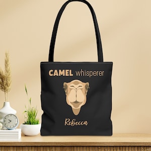 PERSONALIZED CAMEL FARMER Tote Bag, Customized Camel Lover Mom Reusable Carryall Foldable Shopping Bag, Zoologist Graduation, Zoo Decor