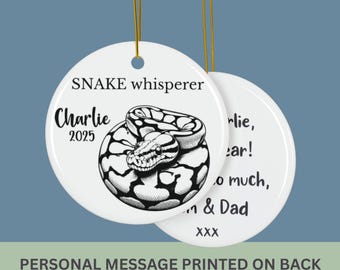 Personalized Ball Python Ornament, Ceramic Snake Whisperer Gift for Reptile Lovers Pet Owners Herpetology Enthusiasts, Snakes, Herpetologist