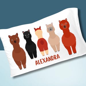 Personalized Alpaca Pillowcase , Alpaca Mom Farm Decor, Funny Cute Cartoon Alpacas Bedding, Custom Farmers Gift, Retro Alpaca Lovers Pillow