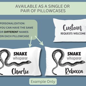 Taie d'oreiller serpent personnalisée, taie d'oreiller en python avec nom, literie personnalisée herpétologie Snake Whisperer, décoration de chambre à coucher, serpents, vintage image 4
