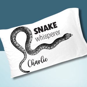 PERSONALIZED Snake Decor Pillow Case Pillowcase, Customized Herpetology Snake Lover Mom, Herpetologist Gifts Whisperer Pet Owner Bedding