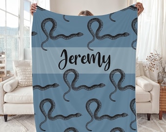 Personalized Snake Blanket, Snake Lover Mom Dad Wrangler Fleece Sherpa Velveteen Plush Bedding, Custom Herpetology Throw, Herpetologist Grad