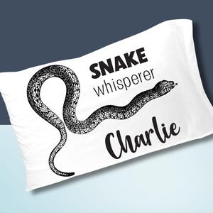 PERSONALIZED Snake Pillowcase, Python Pillowcase with name, Customized Herpetology Snake Whisperer Bedding, Bedroom Decor, Snakes, Vintage