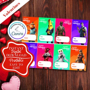 Kid’s Battle Royal Valentines Austauschkarten für die Schule, sofortiger Download