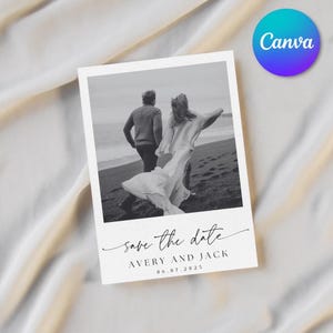 Timeless Save The Date Digital Template, Black & White, Printable Wedding Invitation, Editable Through Canva