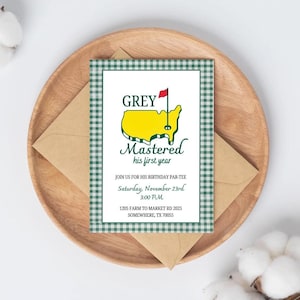 Mastered My First Year Invitation – Customizable First Birthday Invitation for Your Little One! Canva Template | Golf Themed Birthday Party