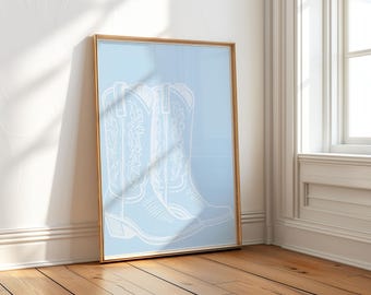 Cowboy Boot Print, Coastal Cowgirl Wall Art, Western Aesthetic, Printable Wall Art, Digital Poster