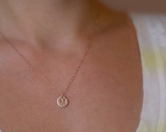 Tiny Personalized Initial Necklace - Tiny Initial Disc on Delicate Chain