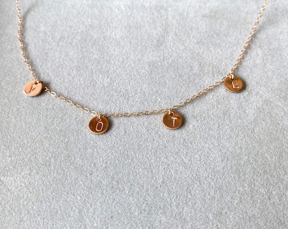 VOTE Necklace, Vote choker, Voting jewelry, Election gift, 14k Gold Filled or Sterling Silver