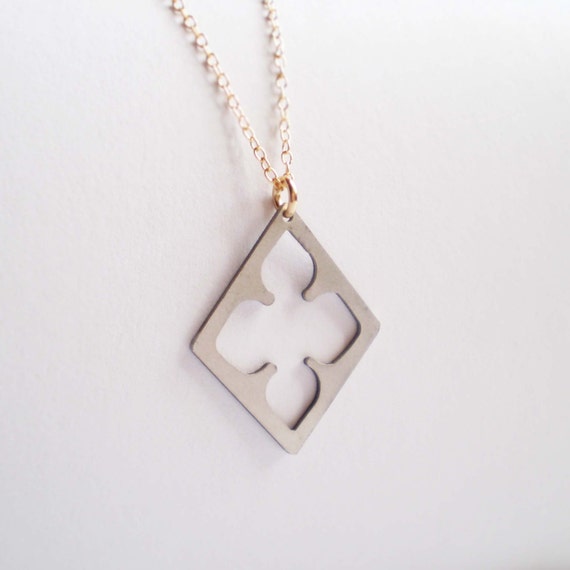 Long Diamond Clover Necklace, Long Necklace, Layering Necklace