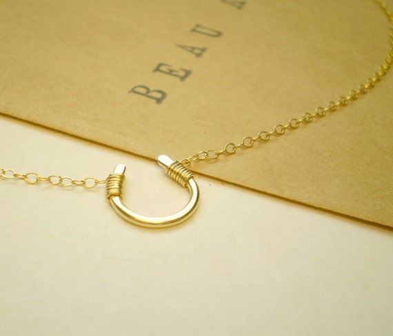 Tiny Luck Necklace , Tiny Horseshoe Necklace, Luck, Horseshoe, Handmade, Delicate Necklace