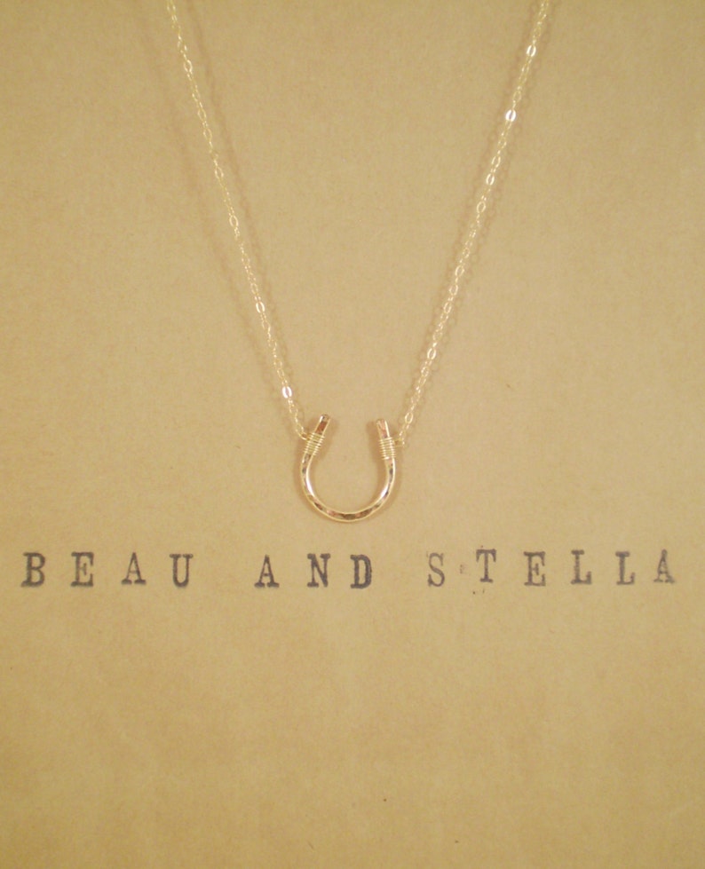 Luck Necklace Hammered Horseshoe Necklace 14k Gold Filled Etsy
