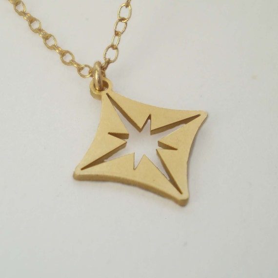 Tiny Compass Star Necklace, Compass Star Charm, Compass Necklace
