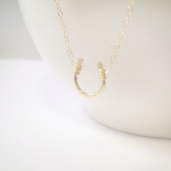 Tiny Luck Necklace - Tiny Horseshoe Necklace - 14k Gold Filled, Sterling Silver, and Rose Gold Filled