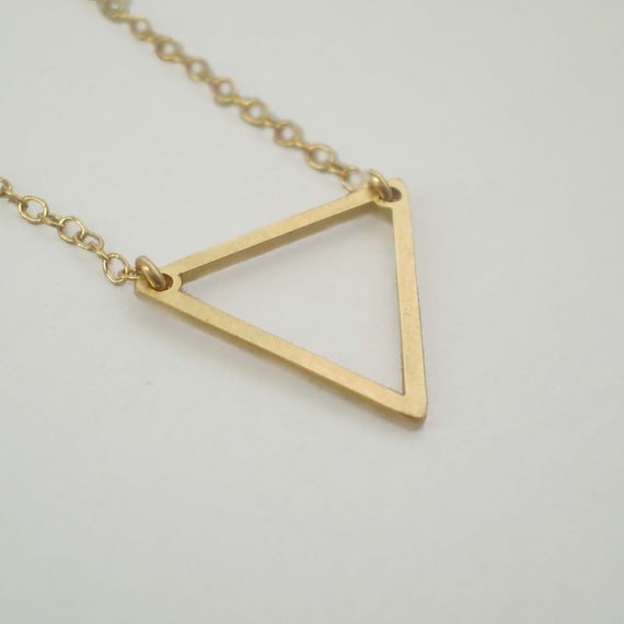 Triangle Necklace, Geometric Necklace, Strength Necklace, Triangle Charm