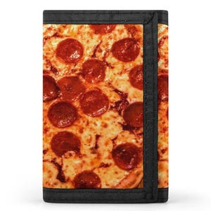 Superportemonnee PIZZA PIE | Gevouwen ontwerp voor contant geld, pasjes en verborgen sleutelhanger | Cadeaus voor fijnproevers