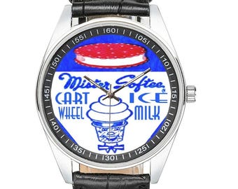 MISTER SOFTEE Ice Cream 1950s Art Watch | The Cart Wheel Sandwich Design Timepiece
