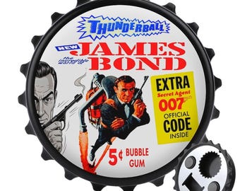 JAMES BOND Thunderball 1966 Art Magnet Bottle Opener | Spy Refrigerator Decor | 007 Fan Bubblegum