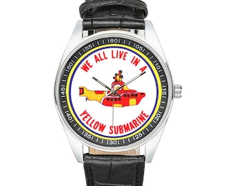 Le bouton BEATLES YELLOW SUBMARINE des années 1960 sur une nouvelle montre | Marchandises pour les fans des Beatles