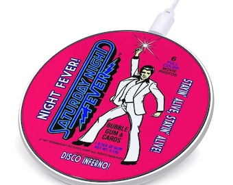 SATURDAY NIGHT FEVER Trading Cards Art Phone Charger | Disco Era Bee Gees Music | 1977 Bubble Gum