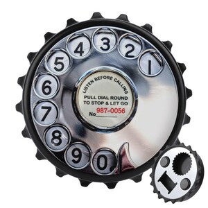 Draaiende telefoon retro koelkastmagneet en flesopener – vintage keukendecor, uniek cadeau-idee voor verzamelaars en liefhebbers van nostalgie