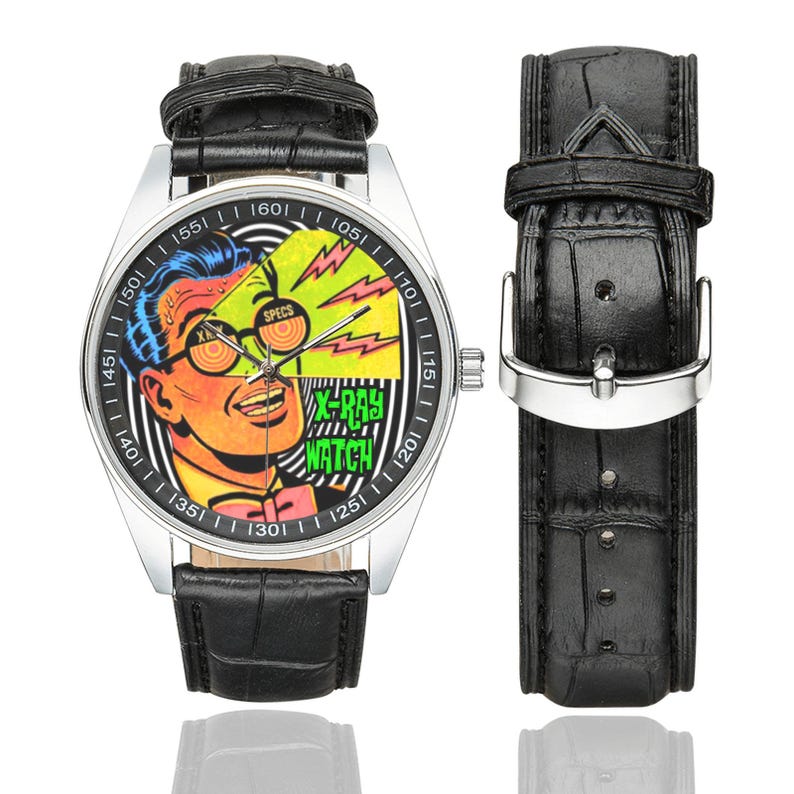 X-RAY VISION Comic Watch • Retro 70s Parody Wristwatch • Comics Fans Accessory afbeelding 3
