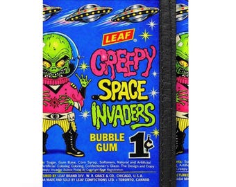 CREEPY SPACE INVADERS Wallet | 1960s Gum Ad Art, Sci-Fi Fans | Slim Comfy
