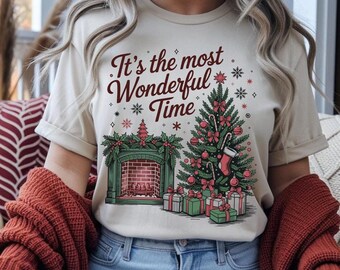 Christmas tree Shirt, It_s the Most Wonderful Time Shirt, Christmas Shirt, Vintage Christmas Shirt, Retro Christmas T-shirt, Holiday gift