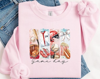 Baseball Sweater, Game Day Baseball Coquette Hoodie, Baseball Bow , Baseball Mama Hoodie, Baseball Mom , Brushstroke Baseball