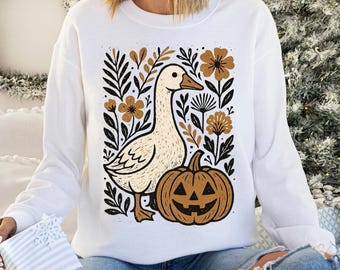 Halloween Floral Goose Shirt, Cozy Goose Shirt, Fall Vibes Shirt, Pumpkin Goose Shirt, Pumpkin Shirt, Fall Shirt, Autumn Shirt