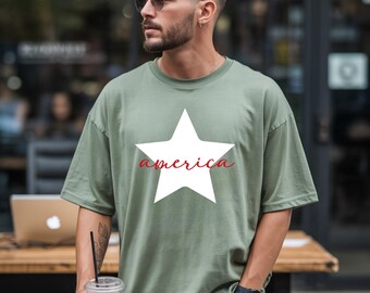 Comfort colors, Retro Star America graphic tee, 4th of July Graphic Tee, Star American Graphic Shirt, Retro USA Shirt
