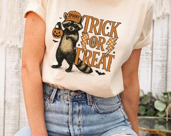 Trick Or Treat Raccoon Shirt, Raccoon Halloween Tee, Trash Raccoon Trick or Treat Shirt, Gag Meme Halloween Shirt, Raccoon T-Shirt